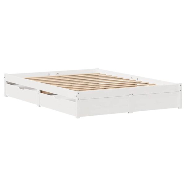 vidaXL Bed Frame without Mattress White 135x190 cm Double Solid Wood Pine