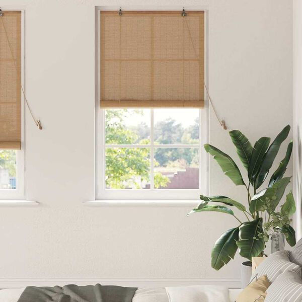 vidaXL Roller Blind with Curtains Manual Brown 80 x 220 cm Bamboo