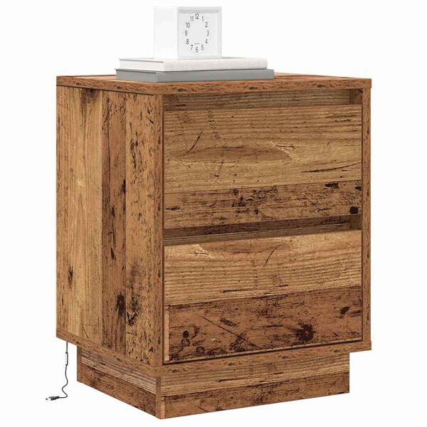vidaXL Bedside Cabinet with Drawer 2 pcs Old Wood 39 x 34.5 x 50 cm