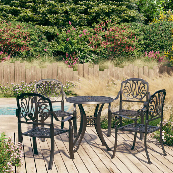 vidaXL 5 Piece Bistro Set Cast Aluminium Black