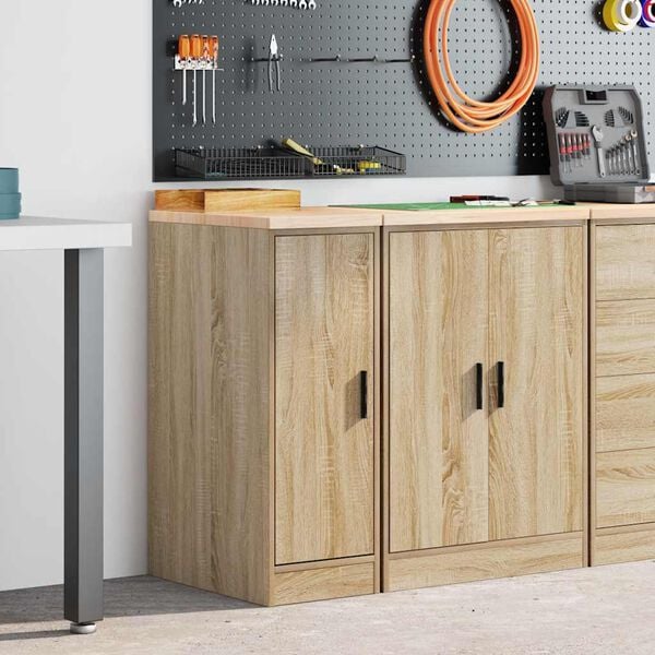 vidaXL Garage Storage Cabinet Sonoma Oak 30x51x85 cm Solid Wood Pine