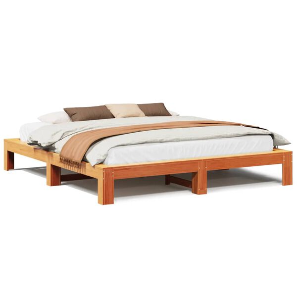 vidaXL Bed Frame without Mattress Wax Brown 180x200 cm Super King Solid Wood Pine