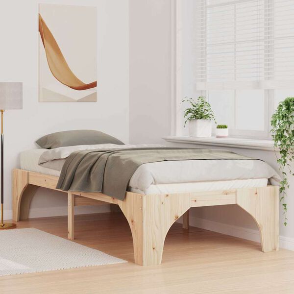 vidaXL Bed Frame Brown 90 x 200 cm Solid Pine Wood