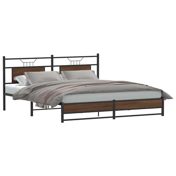 vidaXL Bed Frame without Mattress Brown Oak 160x200 cm Engineered Wood