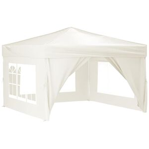 vidaXL Folding Party Tent with Sidewalls Cream 3x3 m