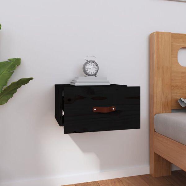 vidaXL Wall-mounted Bedside Cabinet Black 40x29.5x22 cm