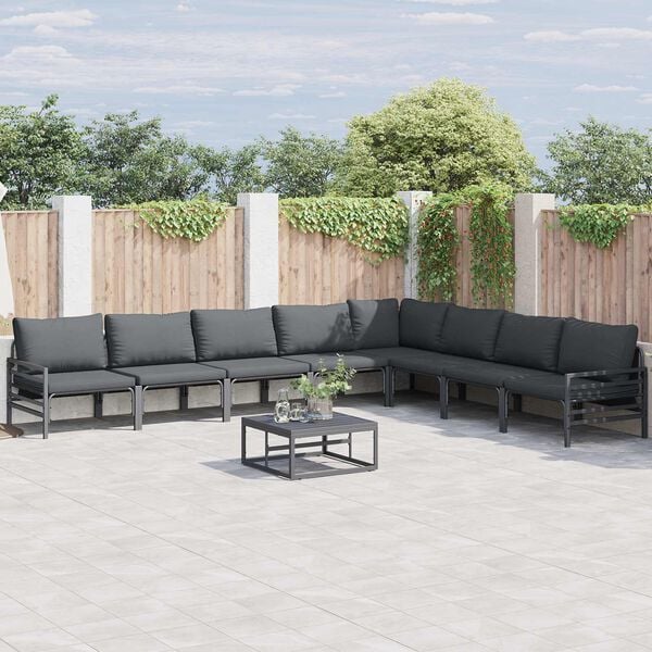 vidaXL Garden Sofa Set with Cushion Anthracite Steel