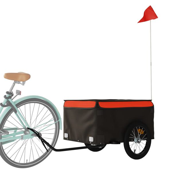 vidaXL Bike Trailer Black and Orange 45 kg Iron