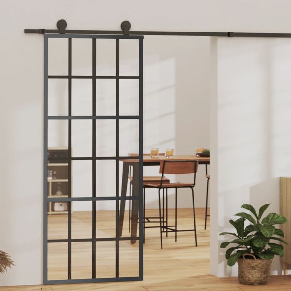 vidaXL Sliding Door with Hardware Set ESG Glass&Aluminium 76x205 cm
