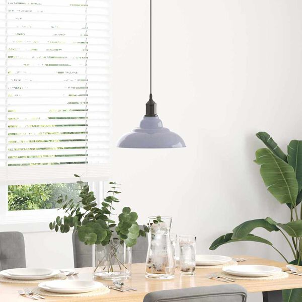 vidaXL Pendant Lamp Height Adjustable E27 Gloss Grey &Oslash; 31 cm Metal
