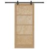 vidaXL Sliding Door Natural and Black 93 x 211 cm Solid Pine Wood