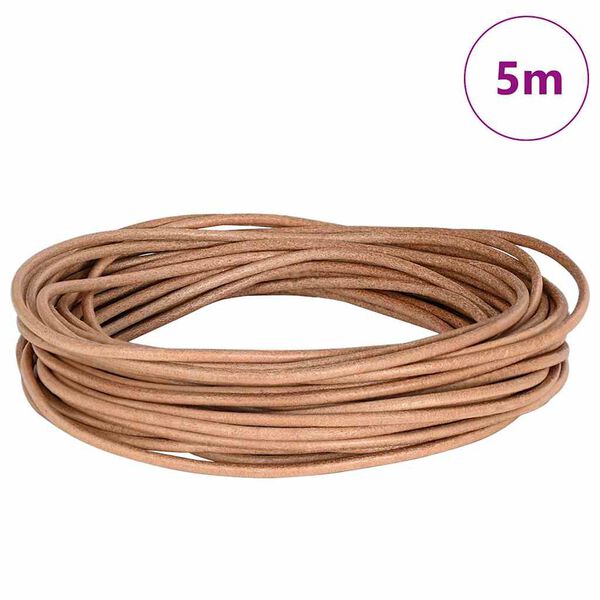 vidaXL Leather Cord Brown &Oslash;3 mm x 5 m Leather