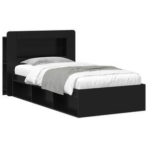 vidaXL Bed Frame with Storage Black 90 x 190 cm Engineered Wood