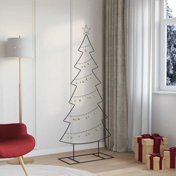 vidaXL Metal Christmas Tree with Stand Black 180 cm Steel