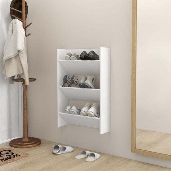 vidaXL Wall Shoe Cabinet White 60x18x90 cm Engineered Wood