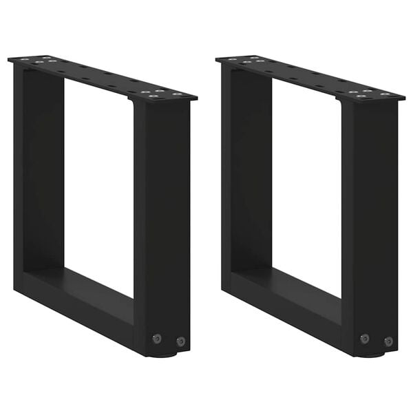 vidaXL Coffee Table Legs U-Shaped 2 pcs Black 30x(30-31) cm Steel