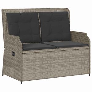 vidaXL Garden Bench with Cushion Light grey Poly rattan