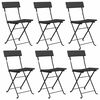 vidaXL Folding Chairs 6 pcs Black Poly Rattan and Steel