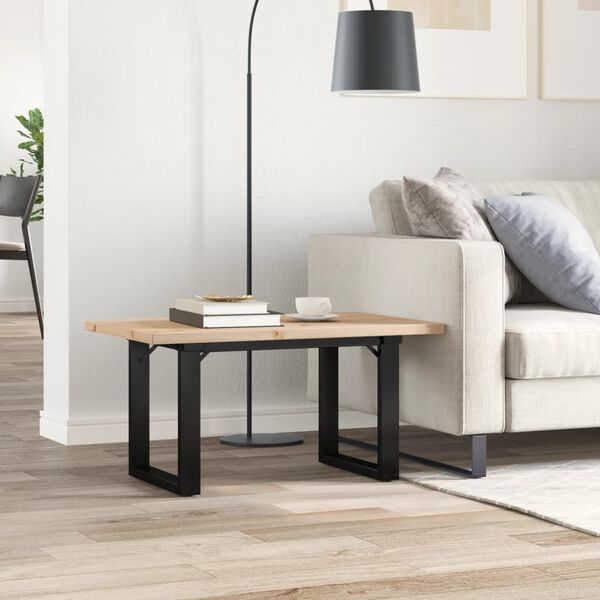 vidaXL Coffee Table O-Frame 80x50x40.5 cm Solid Wood Pine and Steel