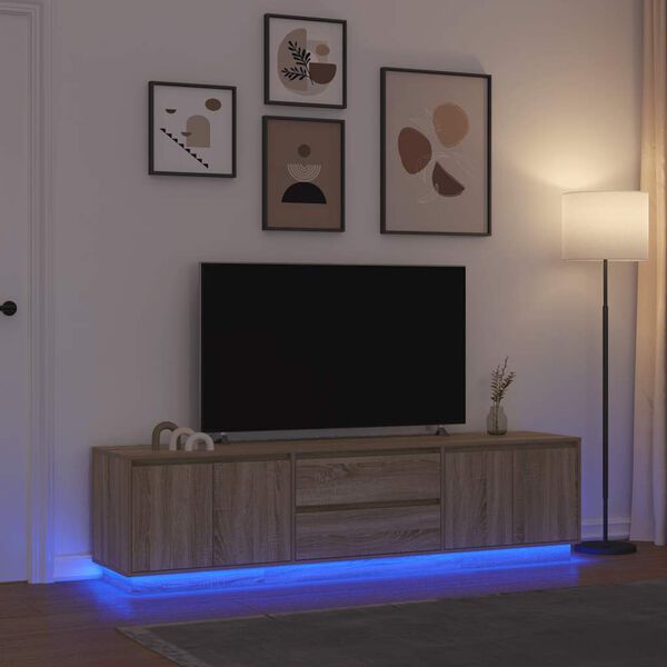 vidaXL TV Cabinet with LED Lights Sonoma Oak 193.5x41x50 cm