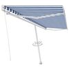 vidaXL Freestanding Manual Retractable Awning 500x350 cm Blue/White
