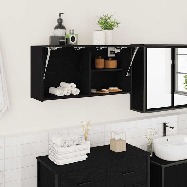 vidaXL Bathroom Wall Cabinet Black 80x25x40 cm Engineered Wood