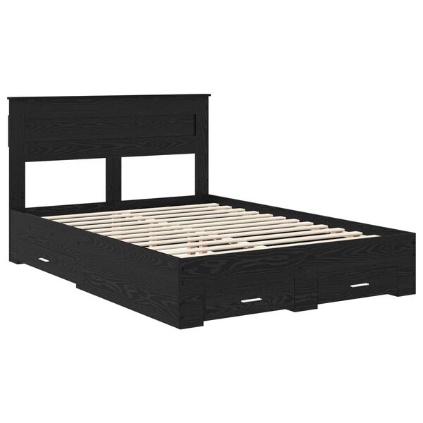 vidaXL Bed Frame with Headboard Black Oak 140 x 190 cm Engineered Wood