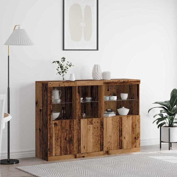 vidaXL LED Sideboard Old Wood 142.5 x 37 x 100 cm Engineered Wood