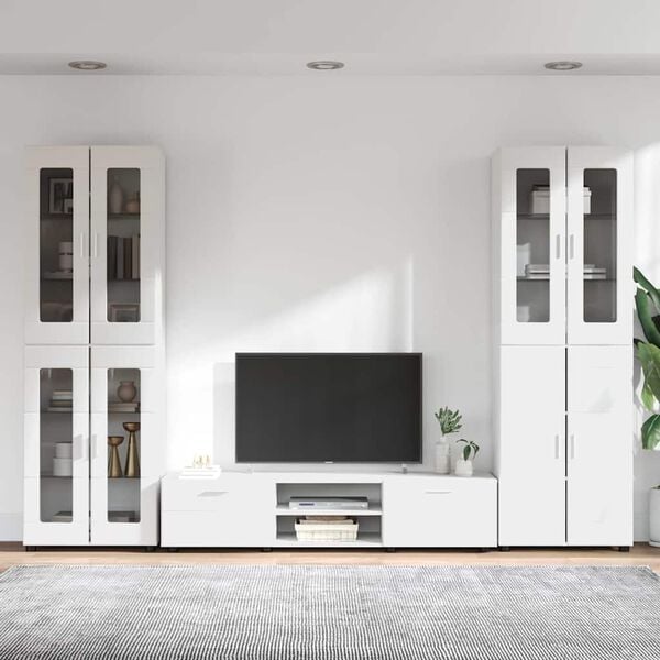 vidaXL TV Cabinet Set with Drawer with Shelf White Engineered Wood