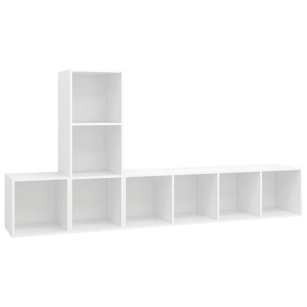 vidaXL 3 Piece TV Cabinet Set White Engineered Wood