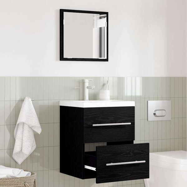 vidaXL Bathroom Furniture Set with Drawer Black 41 x 38.5 x 48 cm