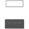 vidaXL 2 Piece Bathroom Furniture Set High Gloss Grey Engineered Wood