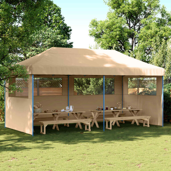 vidaXL Party Tent Folding Beige 292 x 580 x 315 cm Oxford Fabric