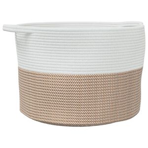 vidaXL Laundry Basket Brown and White &Oslash;55x36 cm Cotton