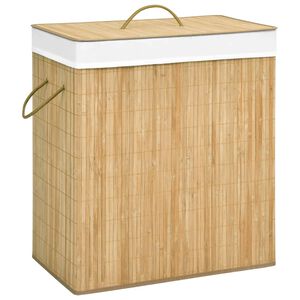 vidaXL Bamboo Laundry Basket with 2 Sections 100 L
