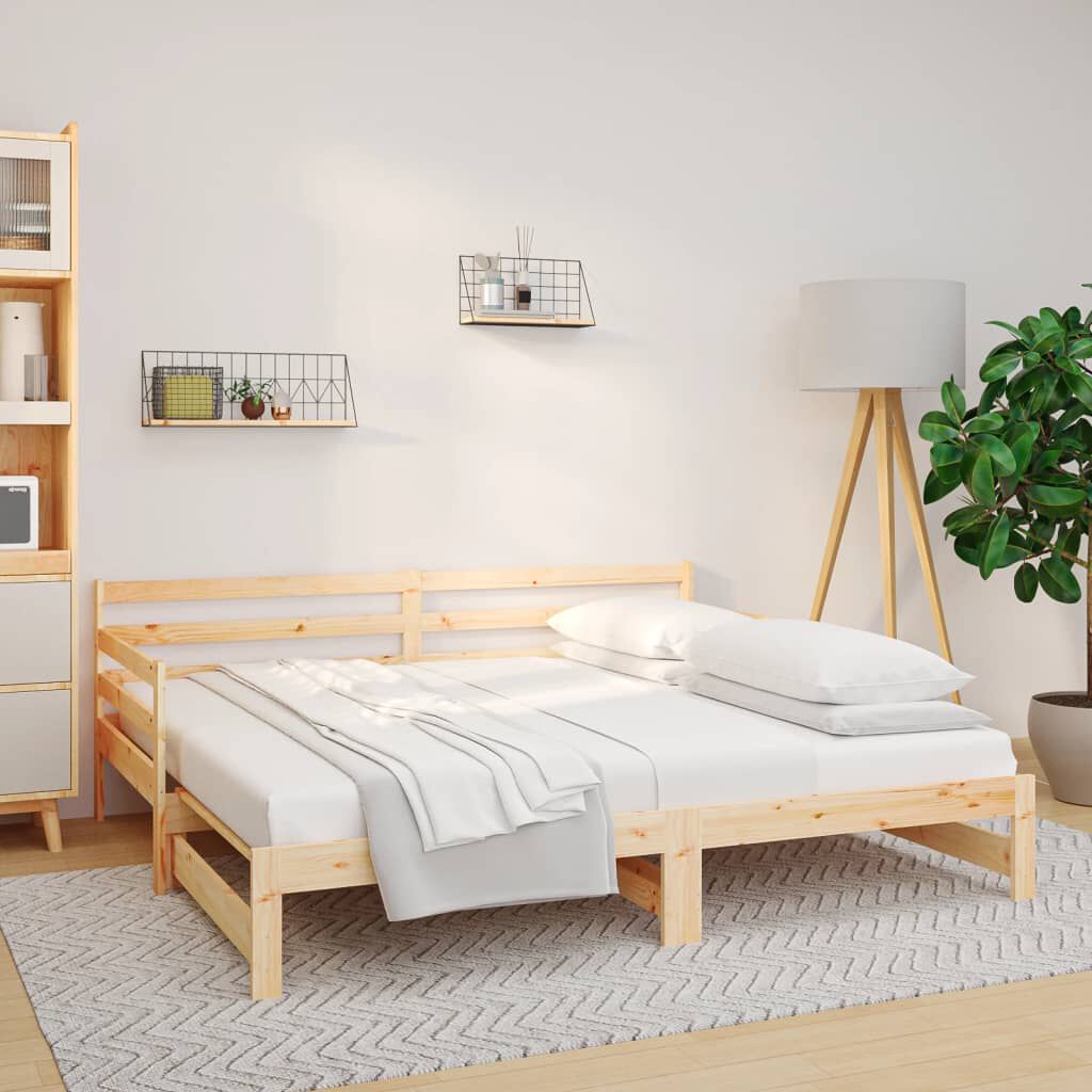 vidaXL Pull out Day Bed 2x 90x190 cm Solid Wood Pine vidaXL
