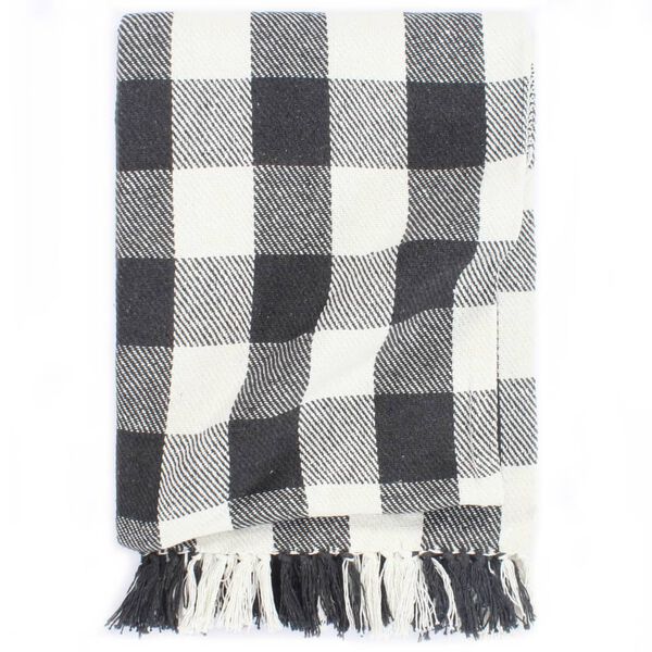 vidaXL Throw Cotton Check 220x250 cm Anthracite