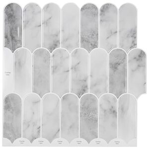 vidaXL Feather Tile 10 pcs Grey Marble 30 x 30 cm Polyurethane and PET