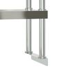 vidaXL Work Table Overshelf 2-Tier 110x30x65 cm Stainless Steel
