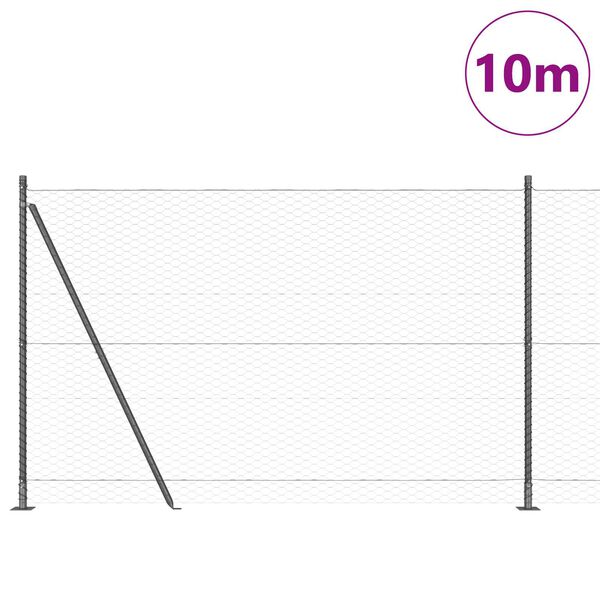vidaXL Fence Post Grey 10 x 1.5 m (36 mm mesh) Steel and PVC
