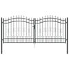 vidaXL Fence Gate with Spear Top Black 305x125 cm Powder-coated Steel