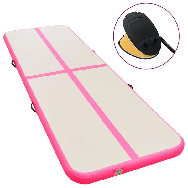 vidaXL Inflatable Gymnastics Mat with Pump 500x100x10 cm PVC Pink