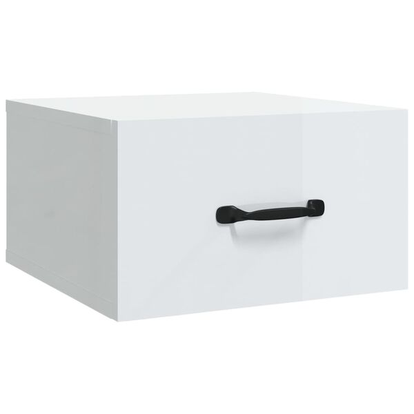 vidaXL Wall-mounted Bedside Cabinet High Gloss White 35x35x20 cm