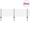 vidaXL Fence with Post Grey 0.4 x 25 m Steel and PVC