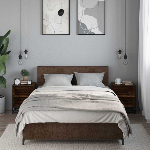 vidaXL Bedside Cabinets 2 pcs Smoked Oak 40x31x50 cm Engineered Wood and Metal