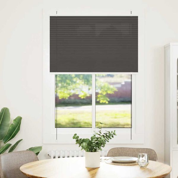 vidaXL Pleated Blind Black 95x150 cm Fabric Width 94.4 cm Polyester