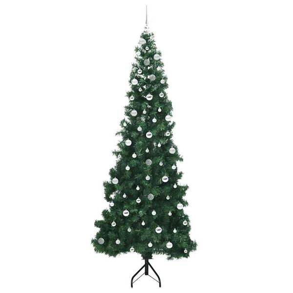 vidaXL Corner Artificial Christmas Tree Green 240 cm PVC and Metal