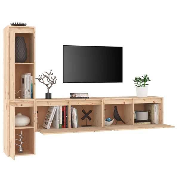vidaXL TV Cabinets 4 pcs Solid Wood Pine