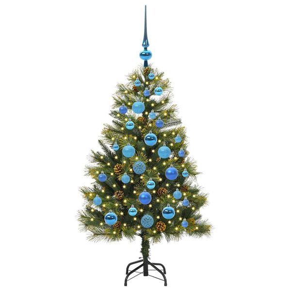 vidaXL Artificial Hinged Christmas Tree with Cones Green 120 cm