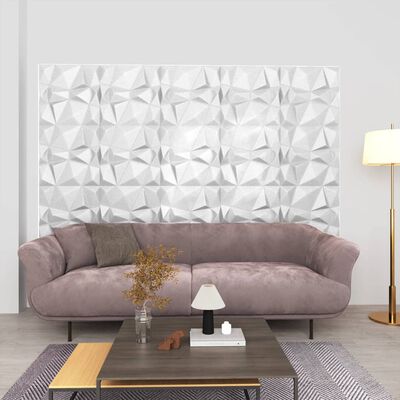vidaXL 3D Wall Panels 24 pcs 50x50 cm Diamond White 6 m²